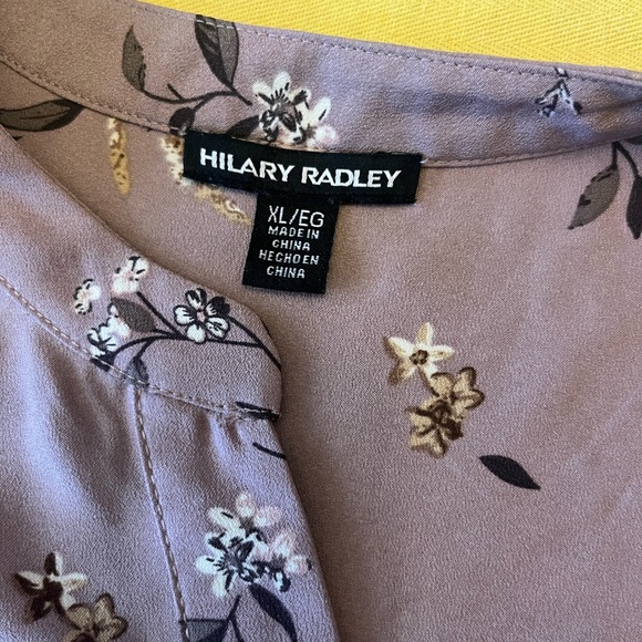 Hilary Radley Mauve Floral Split-Neck Blouse - Picture 4 of 8